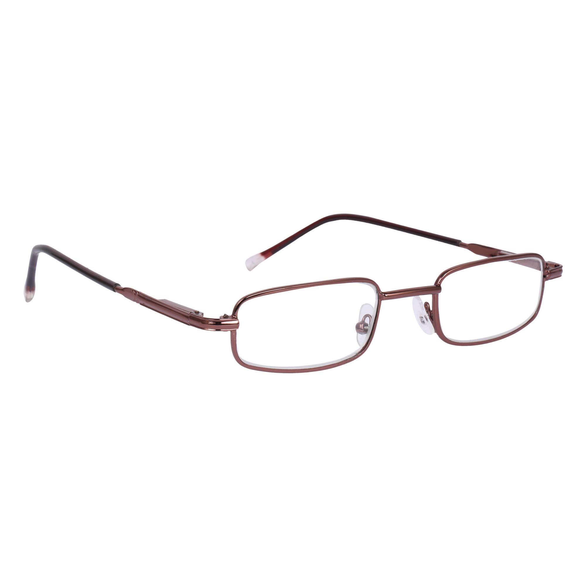 Poket Pocket Slim Formal Rectangular Light Weight Reading Glasses With Soft Leather Pouch, Lense Cleaner Spray And Selvet Cloth. ( +0.50,Copper )