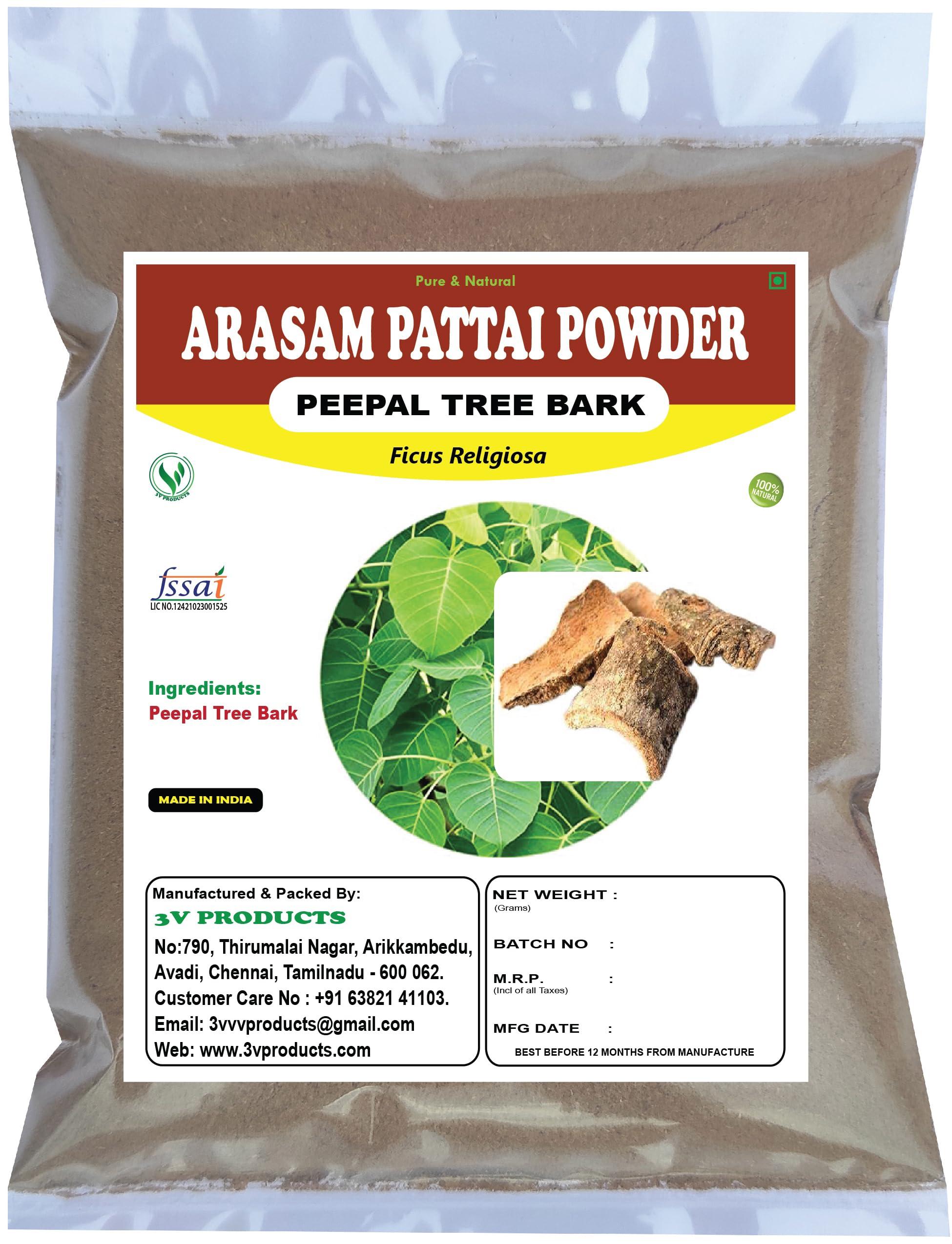 3V PRODUCTS 3V PRODUCTS: Arasam Pattai Powder 200g | Peepal Tree Bark Powder | Ficus Religiosa | Sacred Fig Bark Powder (Pack of 2x100g)