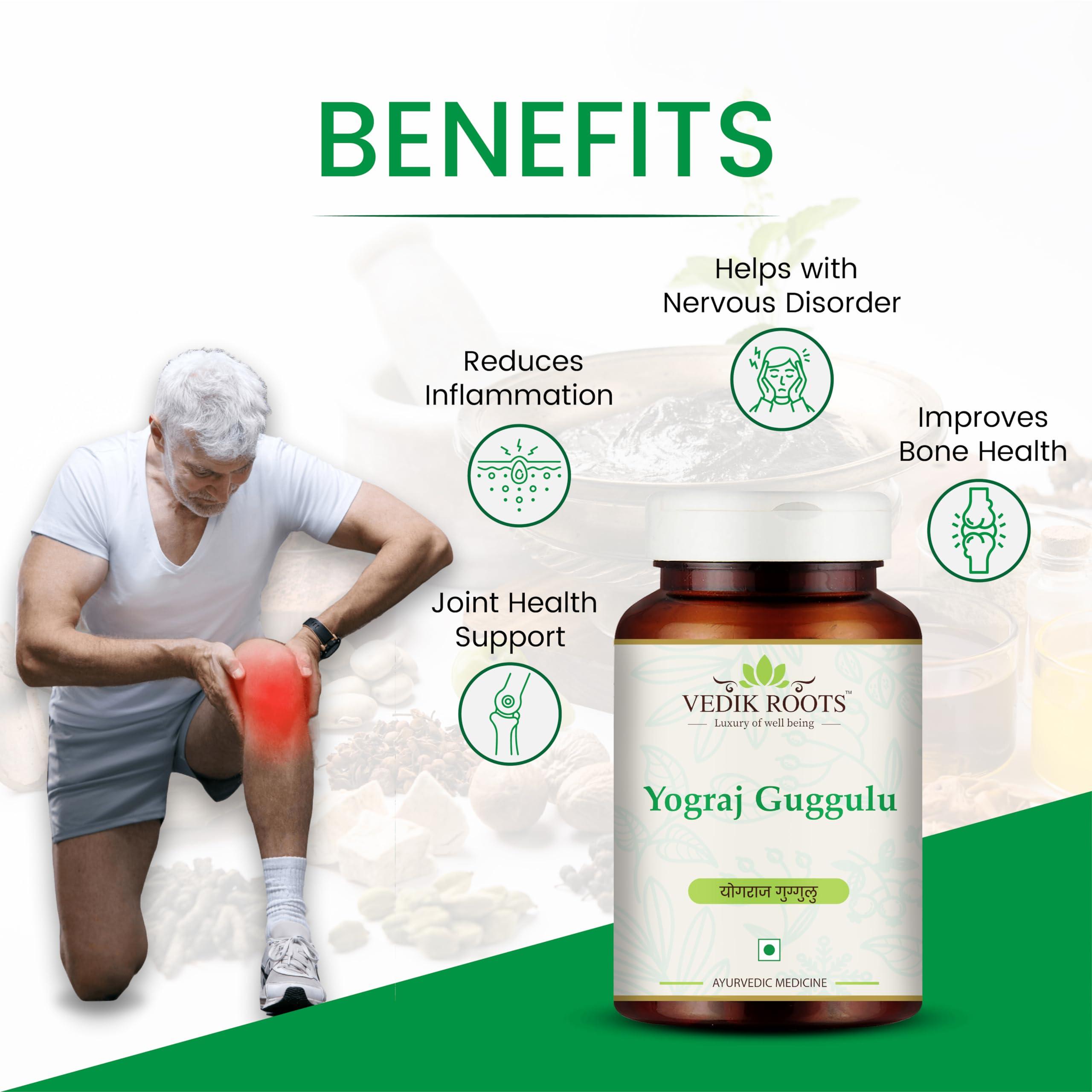 VEDIKROOTS Vedikroots Yograj Guggulu - Ayurvedic Supplement For Joint Pain | Relief From Joint Discomfort | For Swelling & Stiffness | 60 Tablets (Pack of 1)