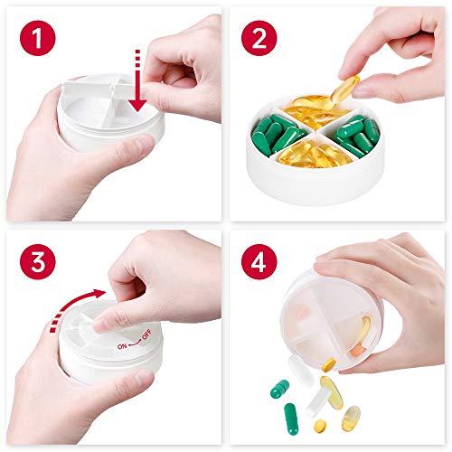 KIGI Weekly Pill Organizer 7 Days (4 Time A Day), KIGI Pill Case Sorter with Reminder and Large Removable Compartments Supplement Containers for Travel Gym Office Home (White 3.1 * 5.9Inch)