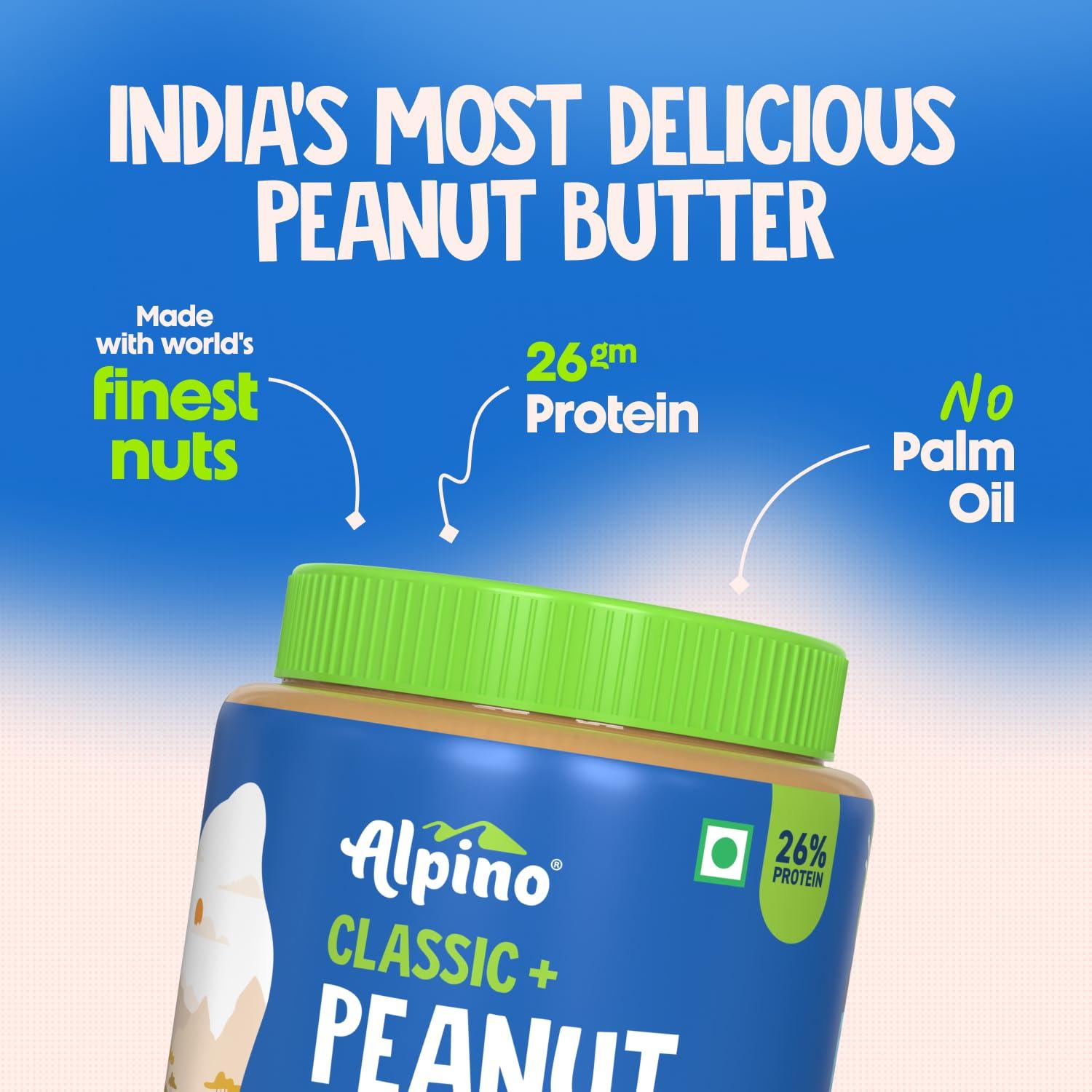Alpino Alpino Classic Peanut Butter Crunch 1 KG | 90% Roasted Peanuts | High Protein Peanut Butter Crunchy | Gluten-Free | Vegan