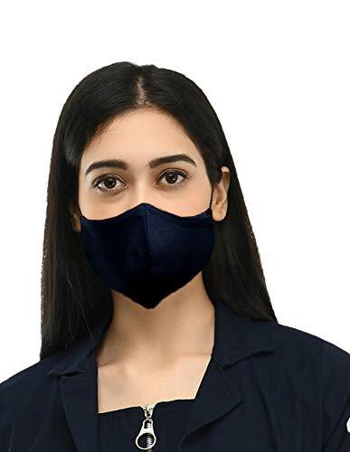 Neysa Neysa Linen Fabric Reusable 3 Ply Cloth Face Mask for Unisex (Navy, 4)