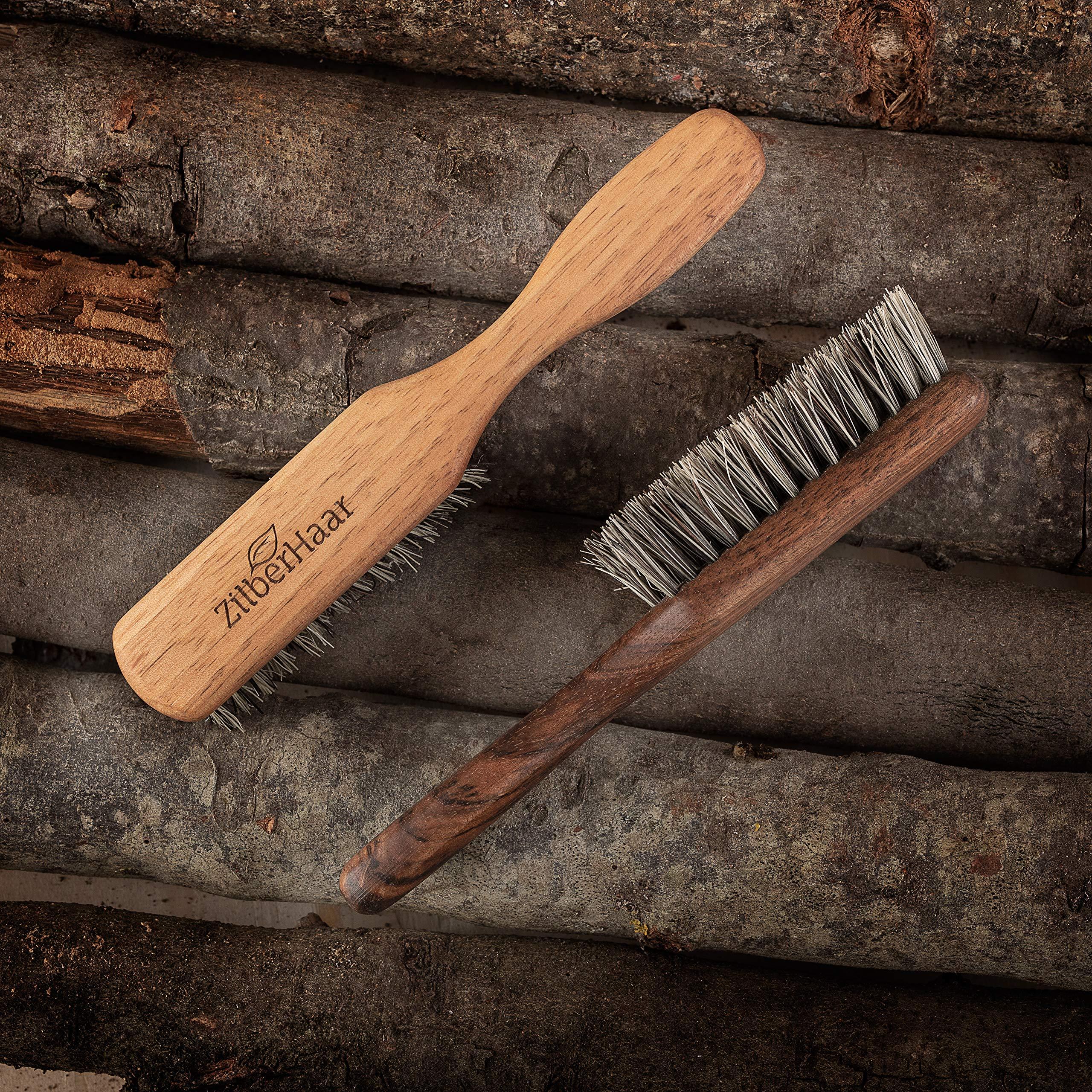 ZilberHaar ZilberHaar Vegan Regular Beard Brush - Stiff Vegetal Bristles - Mexican Tampico Fibers and Deluxe Walnut Wood - Animal-Free - Made in Germany