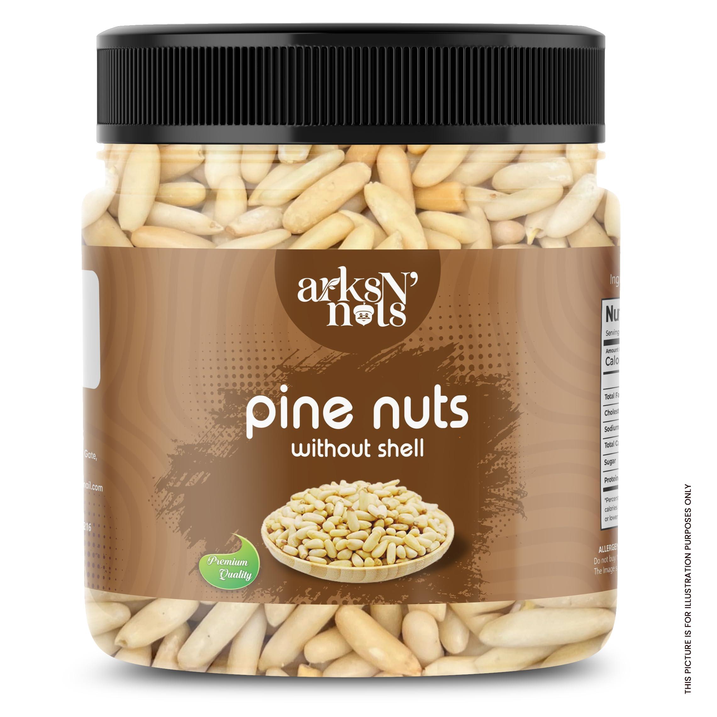 ARKS N NUTS ARKS N NUTS Chilgoza Dry Fruits Without Shell nut Jumbo Size Pine Nuts (Chilgoze/Chilgoja) | Pine Nuts without Shell | Chilgoza Giri | Chilgoja Seeds | Premium Pine Nuts Whole - 250 Gram