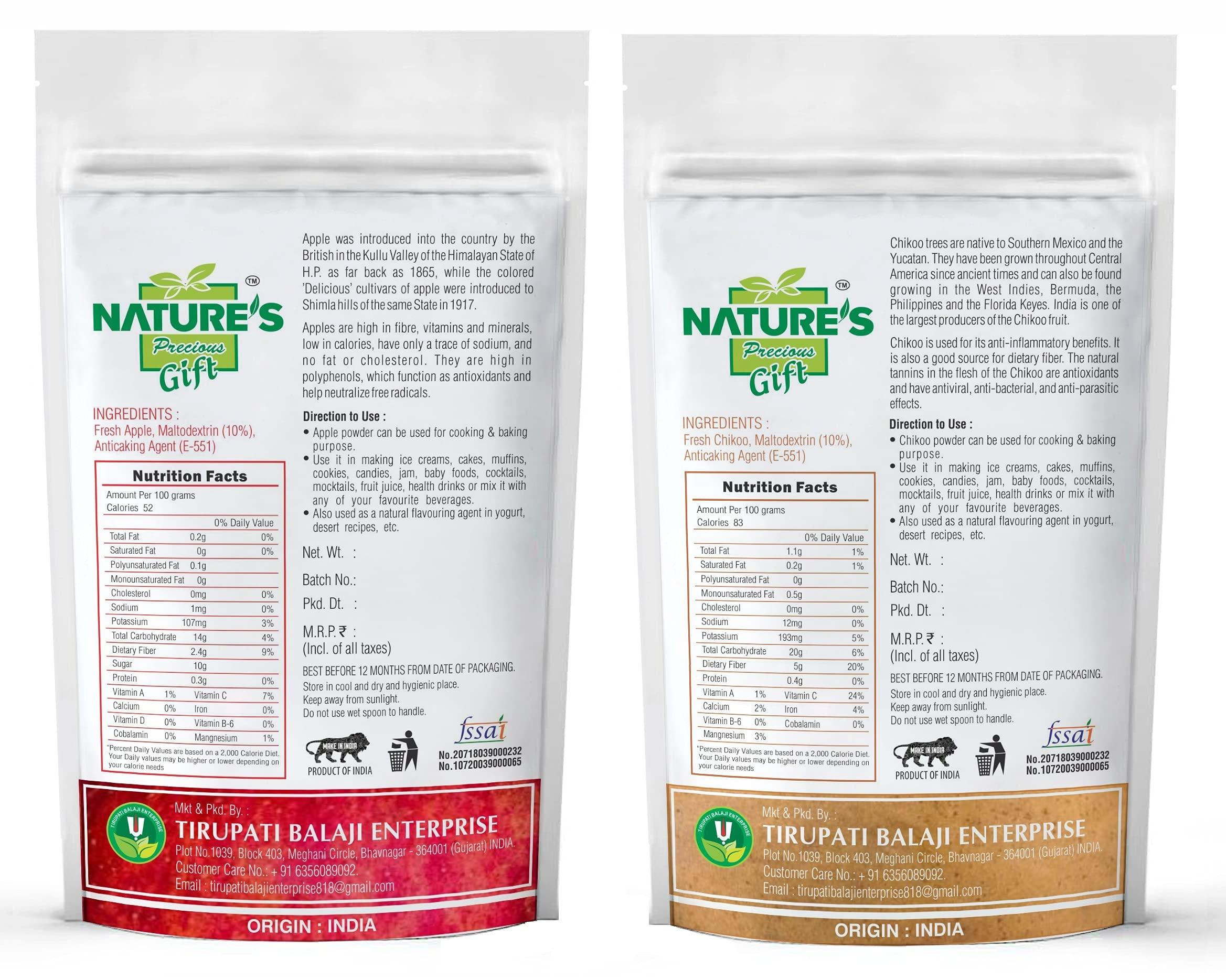NATURE'S GIFT - FOR THOSE WHO CARE'S NATURE\'S GIFT - FOR THOSE WHO CARE\'S Apple powder & Chikoo Fruit Powder - 100 GM Each (Super Saver Combo Pack)