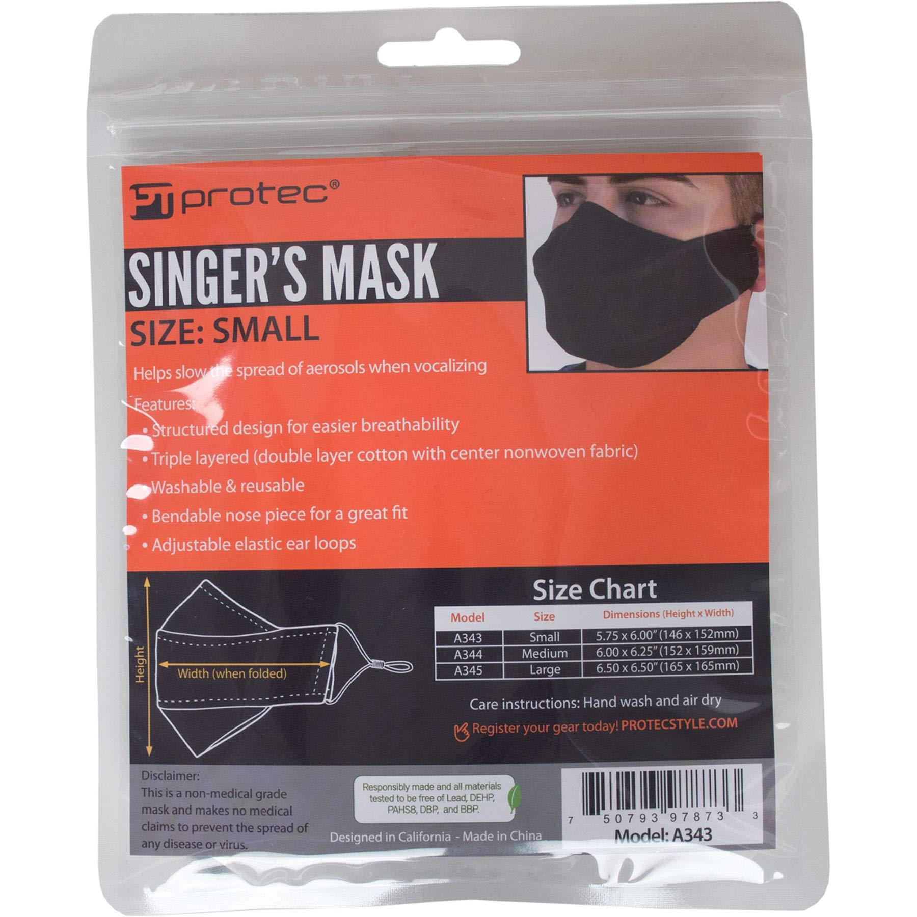 ProTec Protec Singer\'s Face Mask Model A343, Size Small , Black