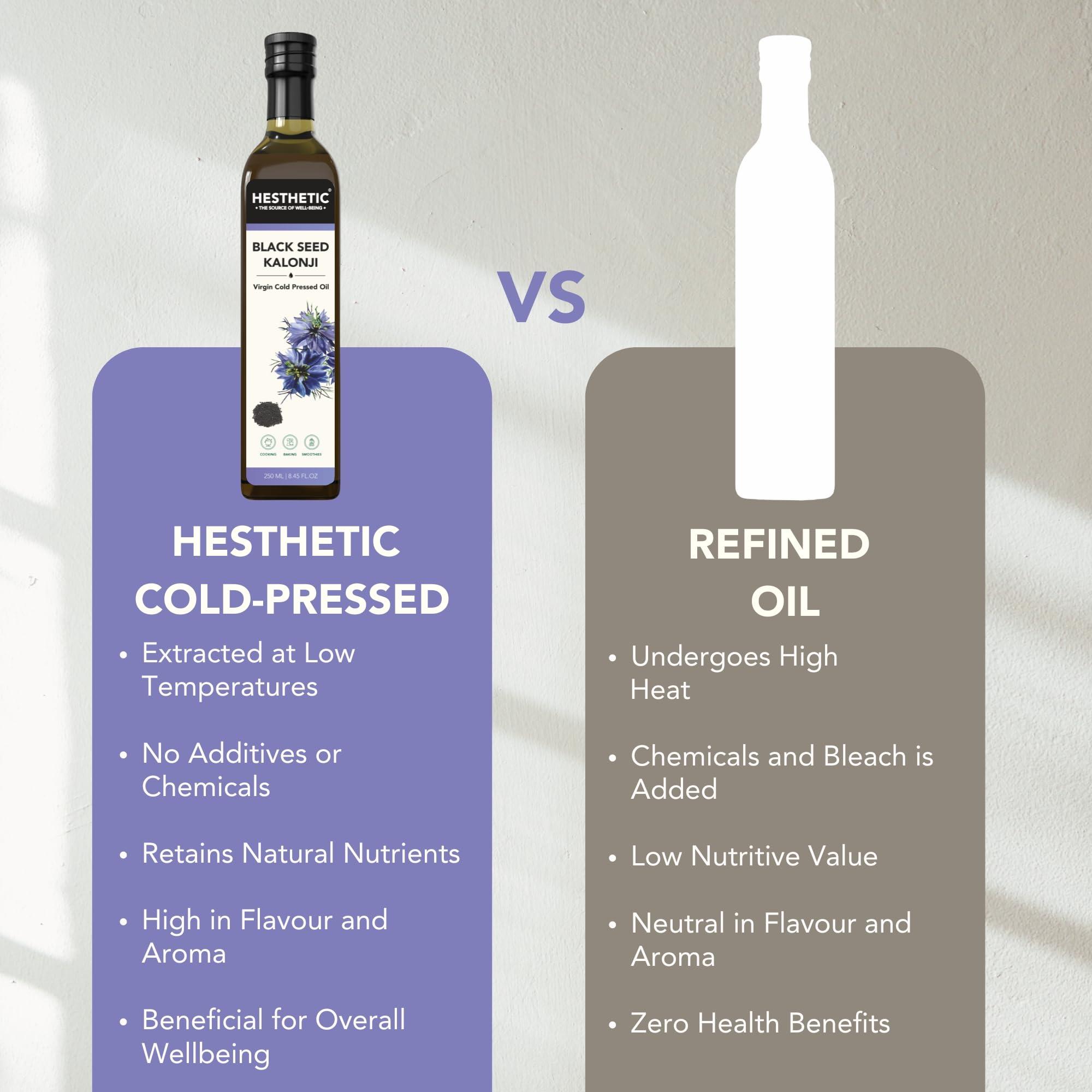 HESTHETIC HESTHETIC Black Seed (Kalonji) Oil - 100% Cold Pressed | Pure & Natural | High Thymoquinone | For Salad & Edible Purpose (250 ml)