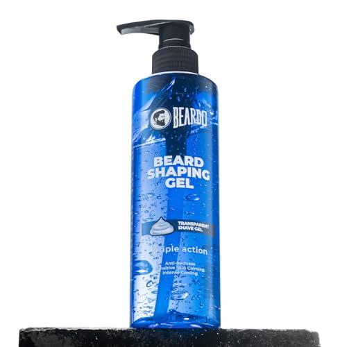 BEARDO Beardo Beard Shaping Gel, 200ml | 3riple Action Transparent Shaving Gel for Men | Shaving gel with Anti-Redness, Calming, Intense Cooling | Suitable for Sensitive Skin