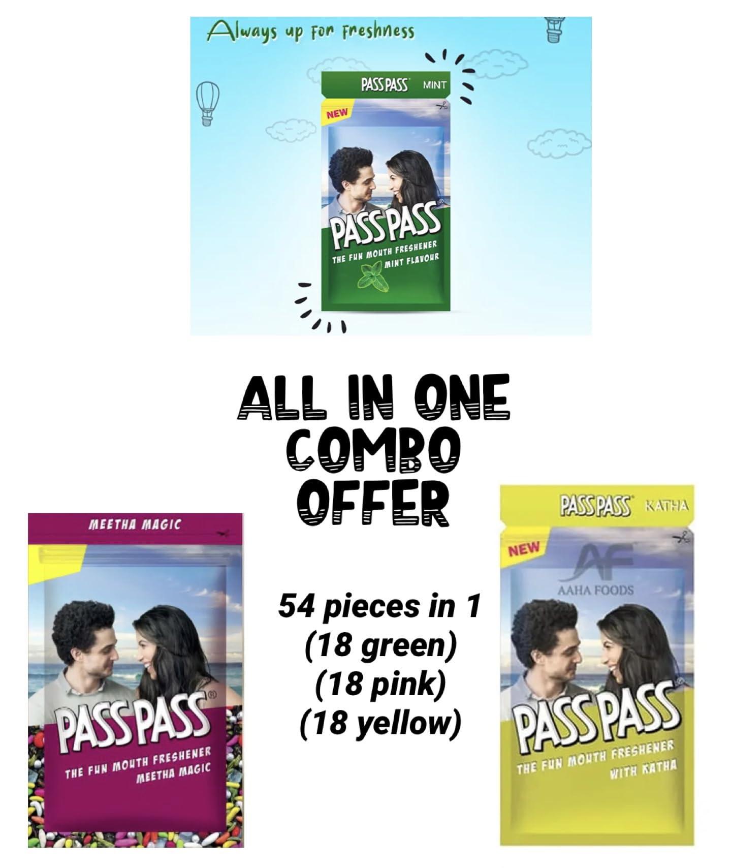 Generic Pass Pass Mouth Freshener | 54 pieces in 1 | contains MEETHA MAGIC FLAVOUR, KATHA FLAVOUR,MINT FLAVOUR