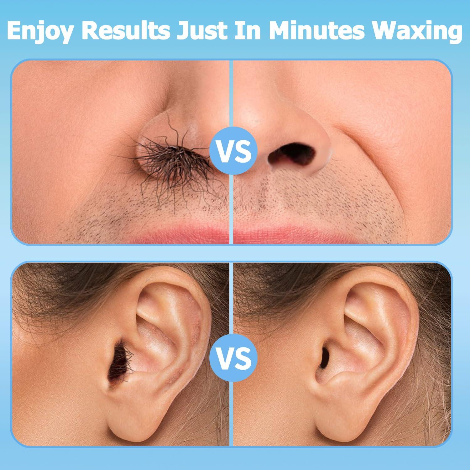 CoFashion CoFashion Nose Wax Kit for Men Women, Nose Hair Removal Waxing Kit Eyebrows Ears Lips Facial Nose Hair Remover Wax with 50g Hard Wax Beads 20 Applicators 10 Paper Cups 8 Moustache Protectors & 1 Measuring Cup