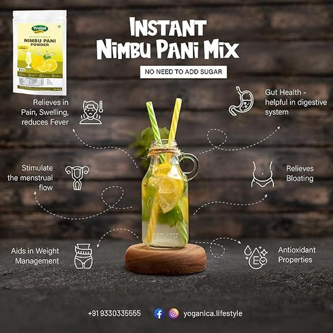 YESHVI NATURAL Yeshvi NATURAL Orange & Nimbu Pani Powder, Instant Drink Mix, Lemon Sharbat & Orange juice, Juice Drink Powder Any Time drink Of The Day, 200g