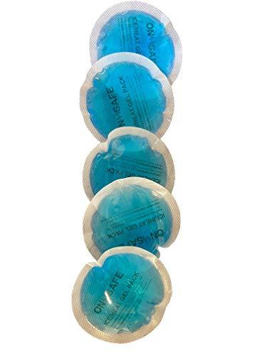 Onsafe ONSAFE Round Reusable Hot or Cold Gel Ice Packs with Cloth Backing 5 Pcs Pack for Sinus Relief, Breastfeeding, Tired Eyes, Kids Injuries, Headaches, (Blue) - Pack of 5