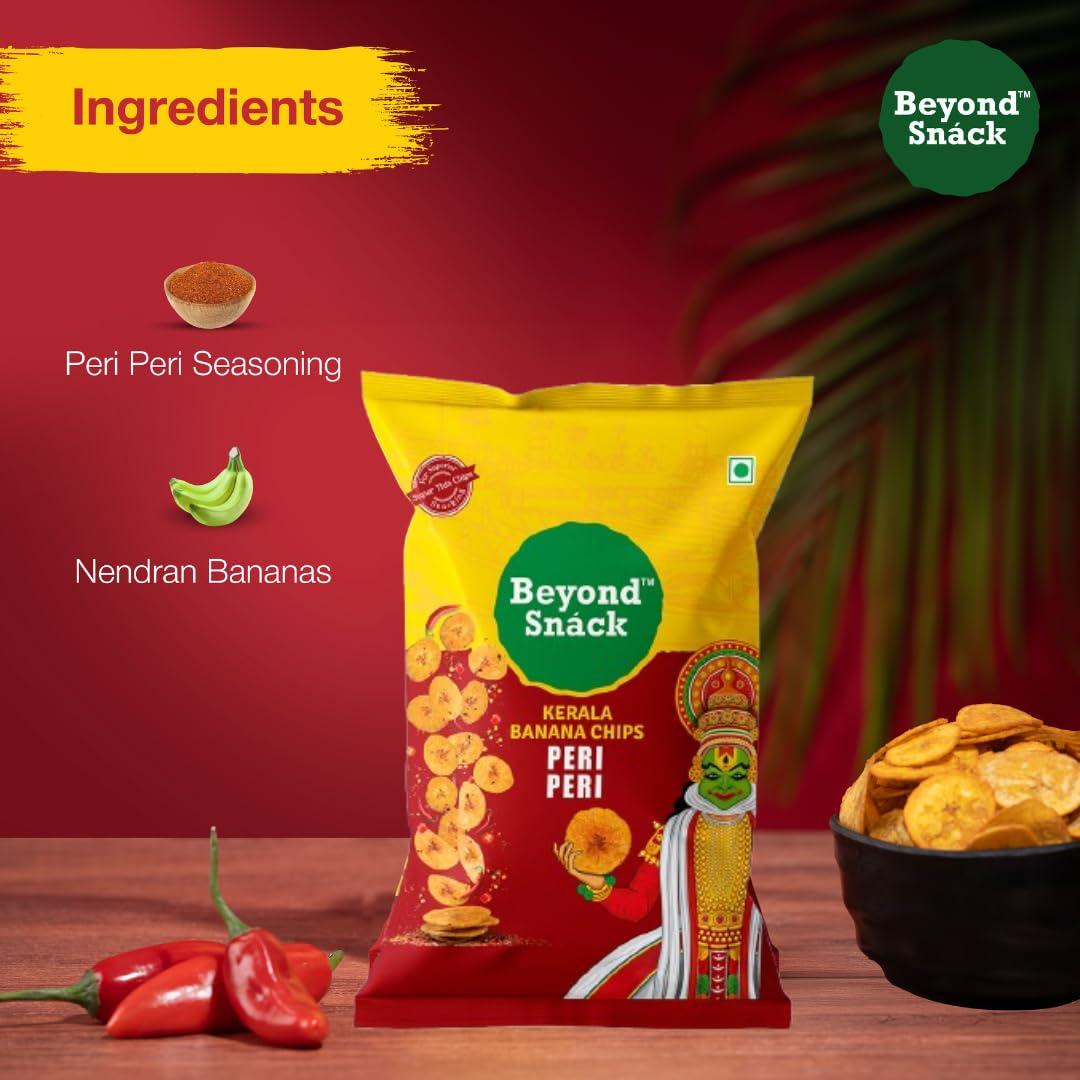 Beyond Snack Beyond Snack Kerala Banana Chips Thin Cruchy Crispy Snacks Peri Peri Flavour 300g (100g*3) - Family Pack