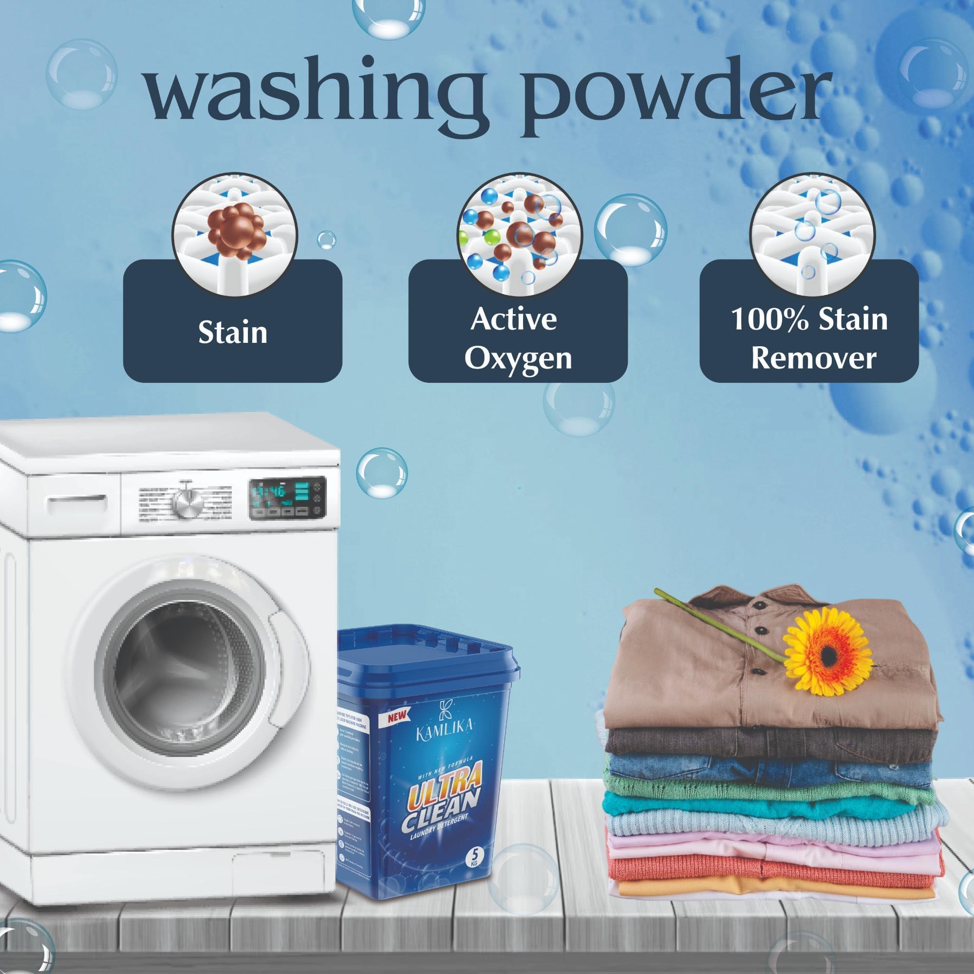 Kamlika Kamlika Ultra Clean laundary Detergent Powder | 5 kg Pack | Laundry Detergent For Bright and Dazzling White Clothes | Machine & Bucket Wash