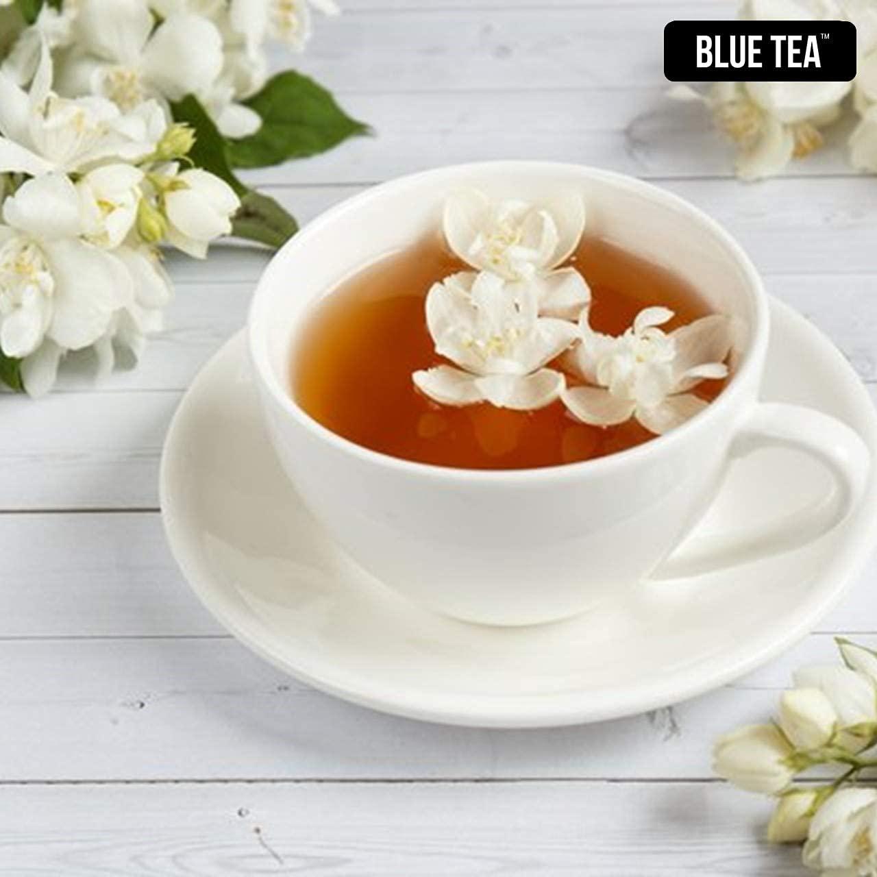 BLUE TEA BLUE TEA - Jasmine Tea - 30gm - 50 Cups | FOR SLIMMING BODY & STRESS RELIEF | Non-Bitter - Farm Fresh - Caffeine Free - Herbal Tea - Flower Based - Anti-Oxidants | Pet Jar Packaging