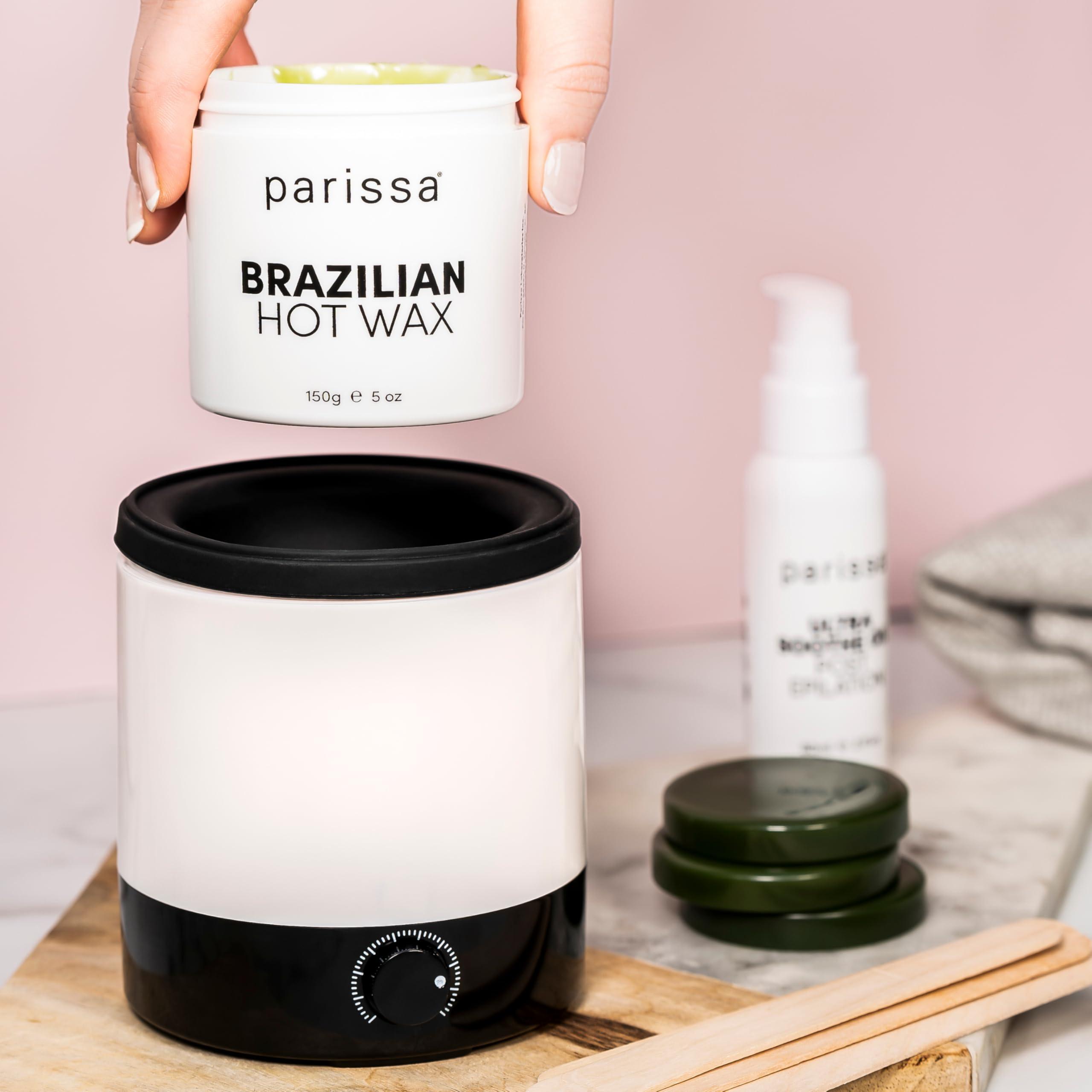 Parissa Parissa Brazilian Hot Wax Kit No-Strips needed and Microwavable for At-Home Hair Removal on Brazilian, Bikini or Underarm, Blue, (PW-HT30)