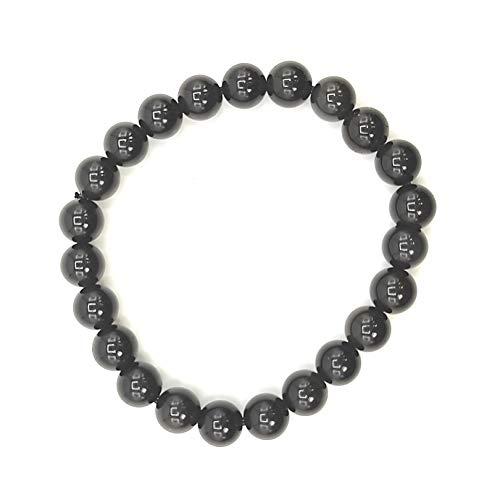 Plus Value Plus Value Black Obsidian Bracelet for Protection | Stylish Charm Crystal Bracelet for Men Women Boys and Girls (Beads Size: 8mm, Jute Bag)