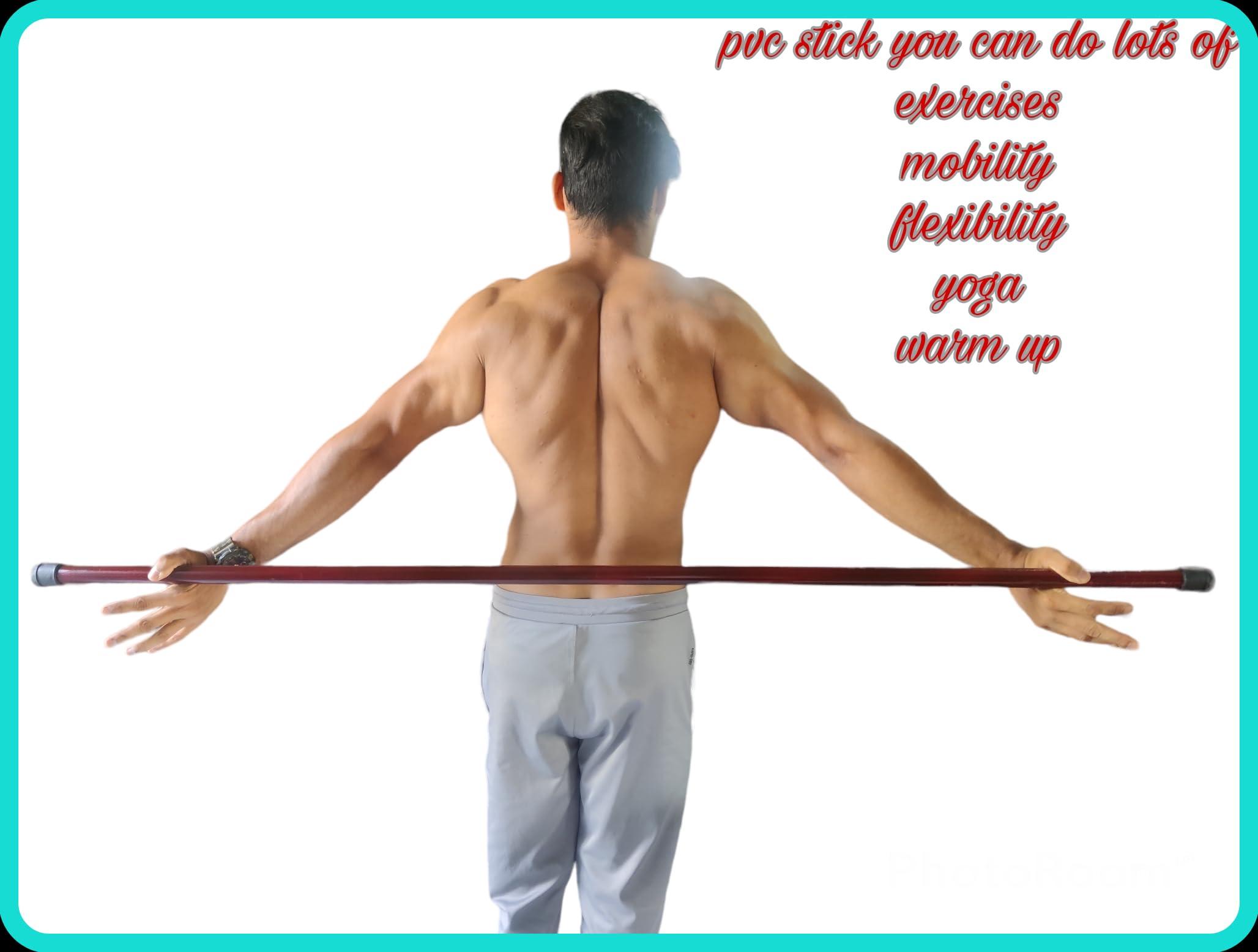 Calistreet workout Calistreet workout PVC Gym Stick for Exercise, Stick for Whole Body Exercise, Full Body Warm up, Stick for Weight Loss, Stick for Self Defence, Yoga, Flexibility, Mobility, Gatka Bo Staff (Red) 5 fit
