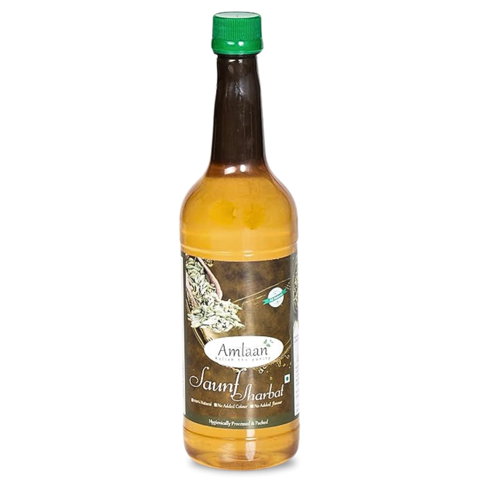 Amlaan Amlaan 100% Natural Saunf Sharbat, No Added Color, No Added Flavour Fennel Seeds Syrup | Refreshing Drink for Summer | Instant Ready Drink With Milk Or Water (750 ml, Pack of 1)-SPN-B2S
