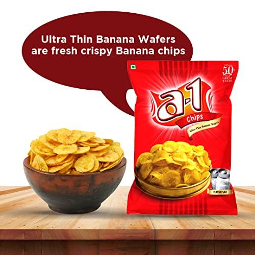 a-1 Chips a-1 Chips Ultra Thin Kerala Banana Chips - Pack of 3, 250g - Made with Pure Coconut Oil and Banana - 100% Authentic Nendran Banana Kerela Chips (Pack of 3 x 250g)