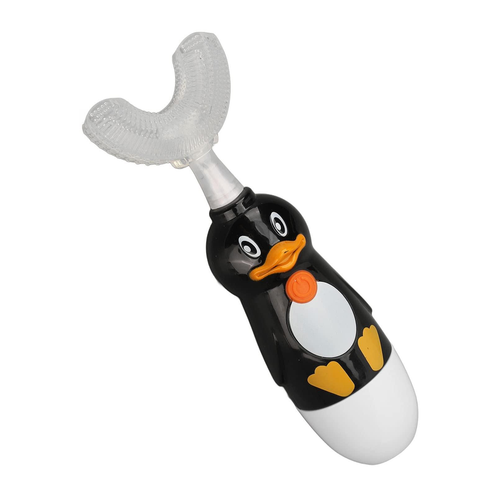 Soraz Kids Electric Toothbrush Silicone Sonic Quick Cleaning Toothbrush Cute Teddy Bear Home (Black)