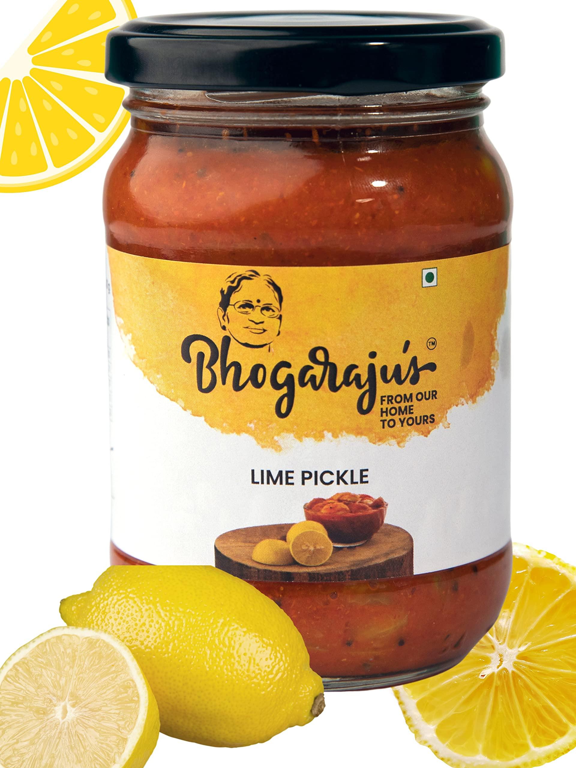 Bhogarajus Bhogarajus Pickle Box Combo Pack 2 in 1 Andra Style Mango Awakai Pickle 300g + South Indian Style Lime Pickle South Indian Taste 300g + 100gm Gift Pack Rasam Masala - Pack of 3