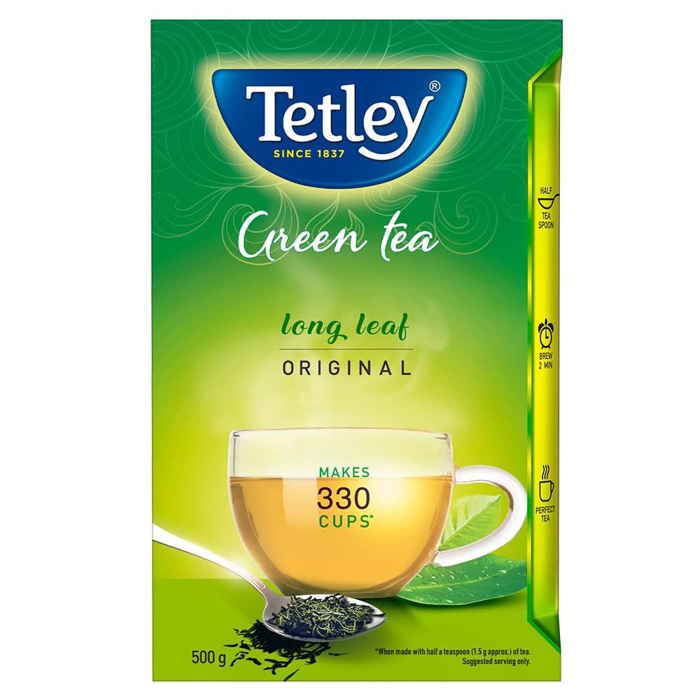 Tetley Tetley Long Leaf Original | All-natural Green Tea with Anti-Oxidants | Green Tea | 500g & Tetley Green Tea Bags, Ginger Mint Lemon, 25 Tea Bags
