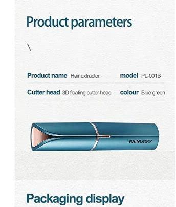 Cleanfly Cleanfly Hair Removal for Women, Painless Premium Eyebrow Trimmer USB Rechargeable Conture Hair Remover and Exfoliation Device for Face and Body with Built-in LED Light Lipstick Style (Green)