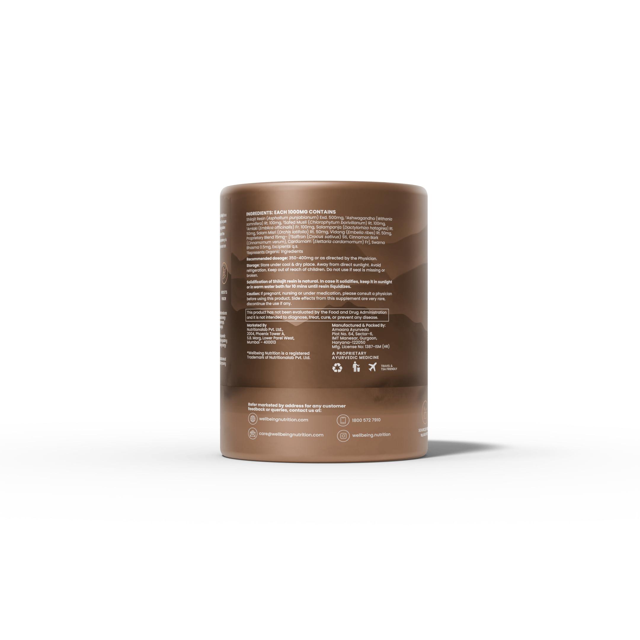 Wellbeing Nutrition Wellbeing Nutrition Pure Himalayan Shilajit Gold Resin for Strength, Stamina, Performance, Stress Relief and Vitality | With Ashwagandha, Safed Museli & Swarna Bhasma (24K Gold Leaf) | Lab Tested - 20g