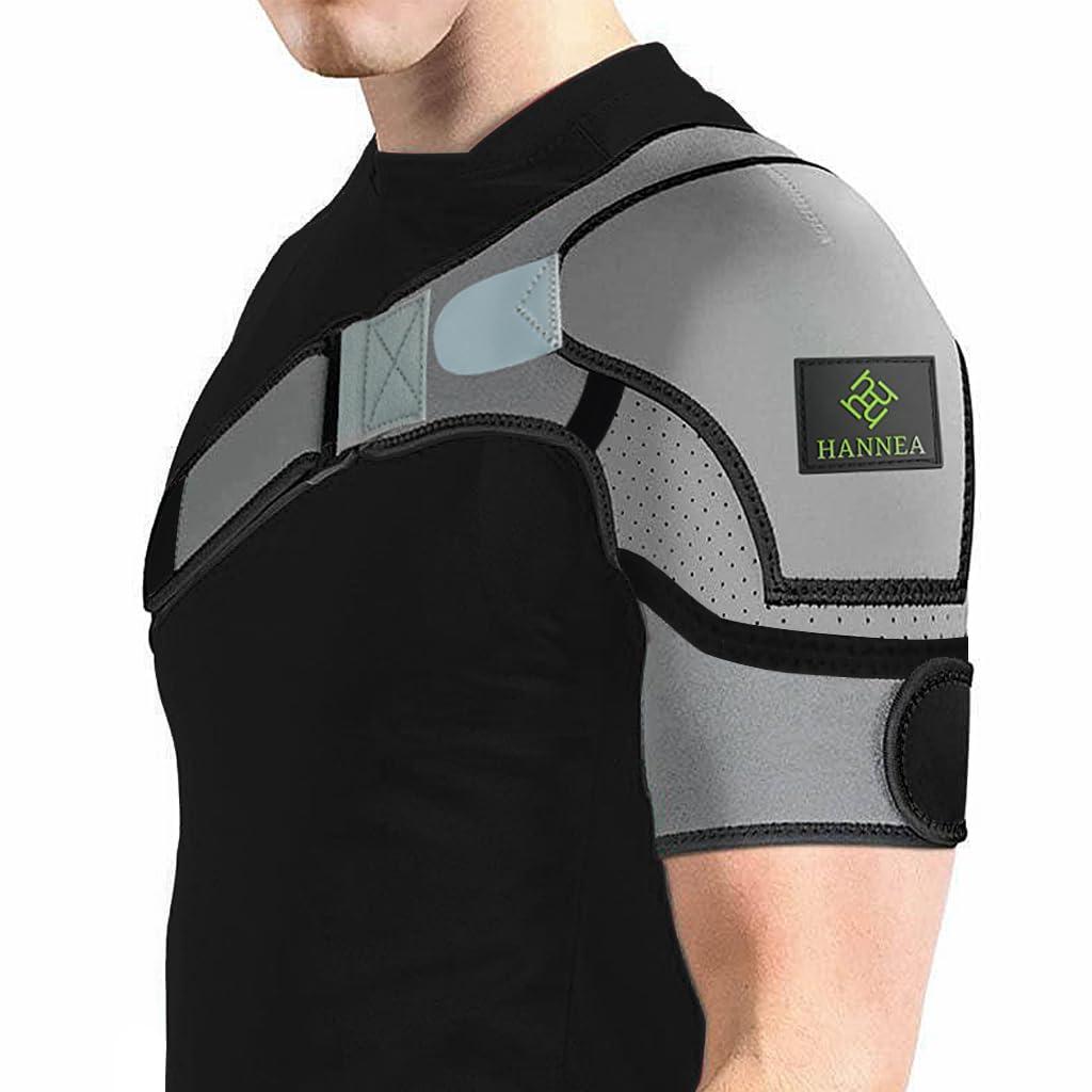 Hannea HANNEA Shoulder Brace for Women And Men, Shoulder Compression Sleeve for Torn Rotator Cuff, AC Joint Pain Relief, Dislocated Sholder, Adjustable Fits Left and Right Arm