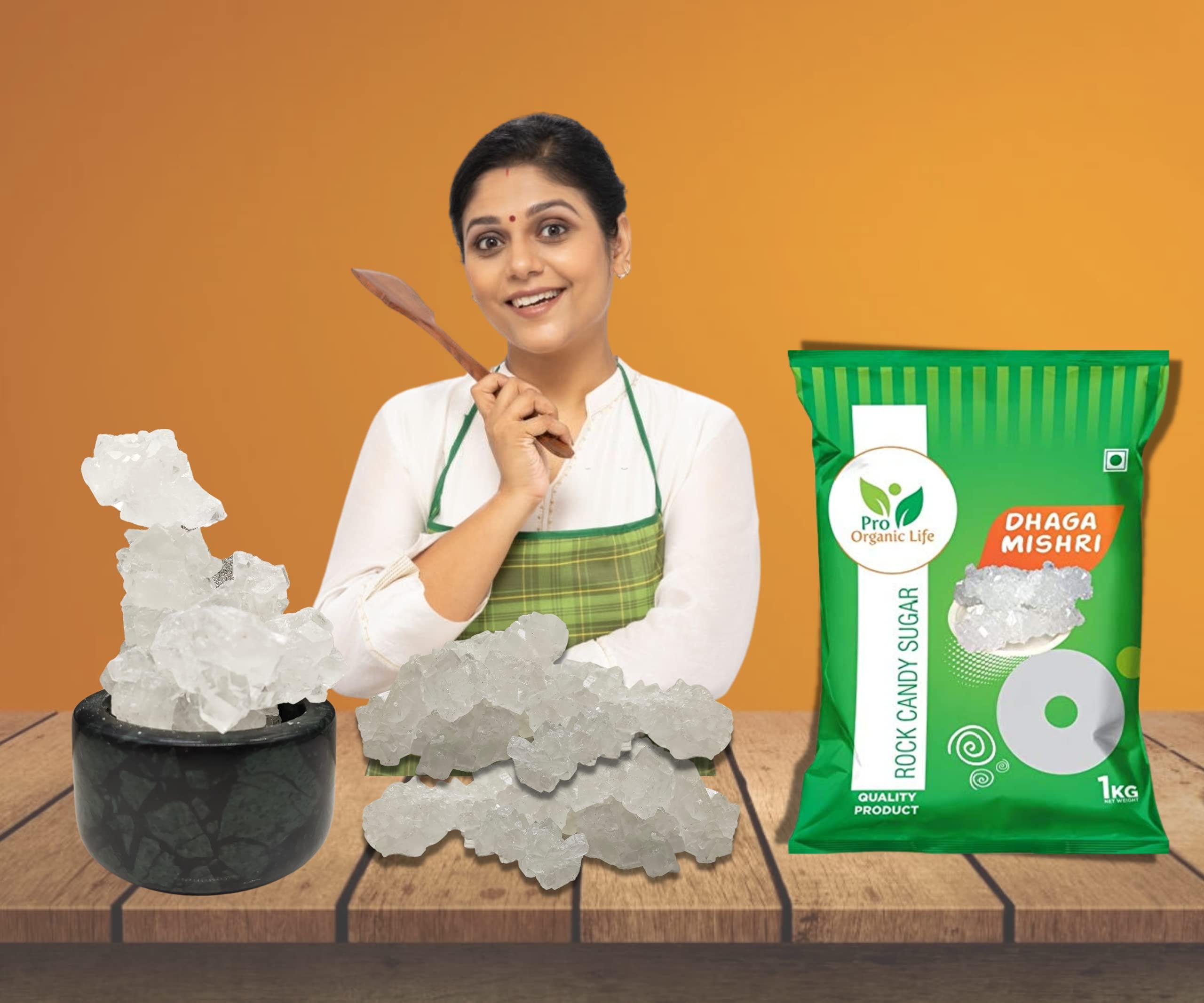 PRO ORGANIC LIFE Pro Organic Life Dhaga Mishri - 2 kG - Rock Sugar - Thread Mishri | Mishri Candy | Crystal Sugar | Rock Candy Sugar