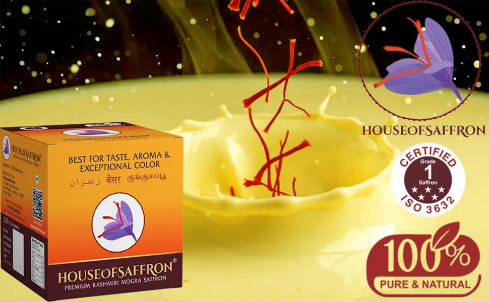 House of Saffron House of Saffron 5grams Kashmir Mogra Kesar Premium Original Saffron for Pregnant Women, Milk, Cooking, Biryani, Skin, Grade A1+++ Natural All Red Long Threads Pure Keshar - 5g