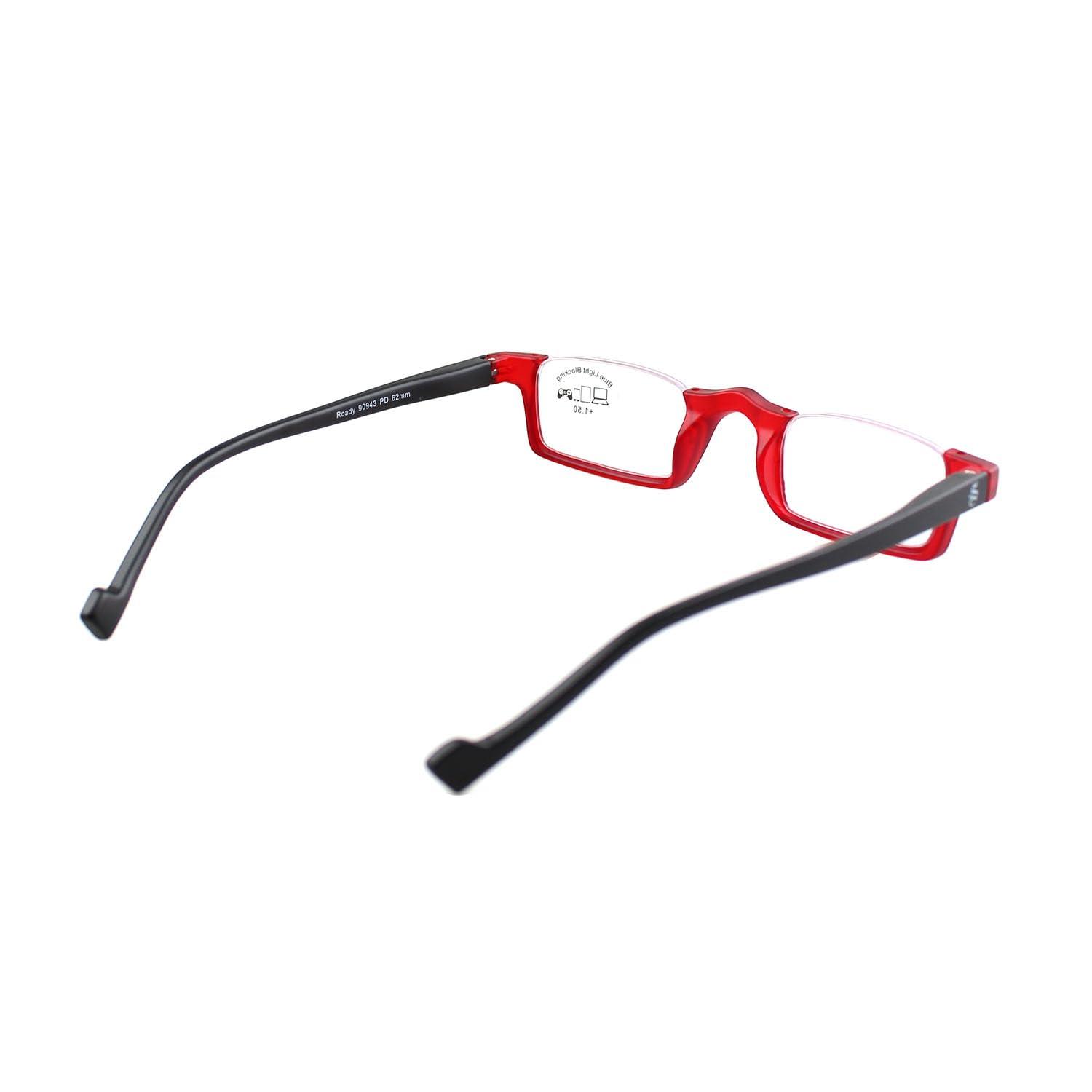 ESPERTO READERS ESPERTO READERS Roady Reading Glasses - Blue Cut Lens With Antireflection & Ultra Light Weight For Men & Women +1.00 to +3.00 Power Half Rim - RED (+2.25)