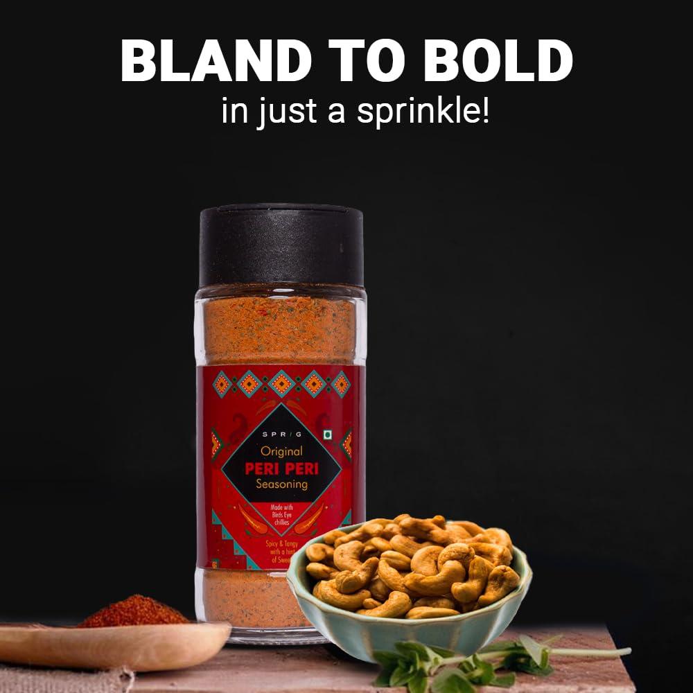 S P R I G Sprig Peri Peri Seasoning | Made with authentic Bird\'s Eye Chili, Herbs, Lime & Garlic | Fiery & Zesty| Piri Piri for French Fries, Popcorn, Chicken, | 65g