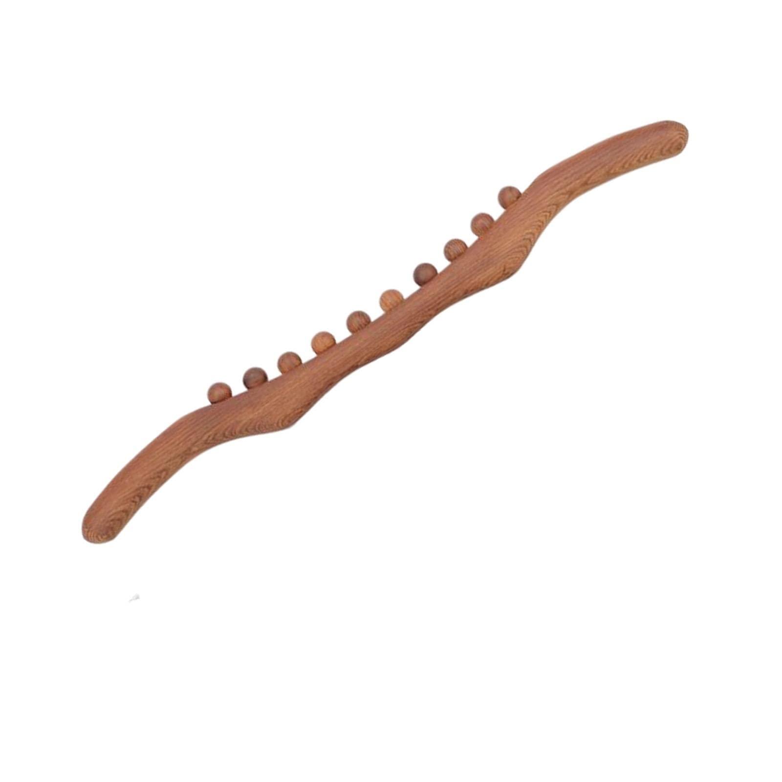 LICHTS LICHTS Wood Massage Stick 10 Beads Rolling Pin Massager for Body Leg Shoulder Waist