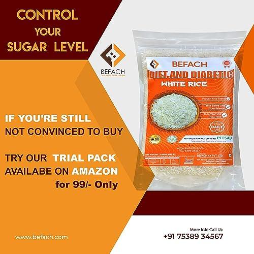 Befach 4x Befach Fortified Low GI Rice | Free of Pesticides, Non GMO, Certified Low GI & Low Sugar White Rice Perfect for Diet & Diabetic Patients | 4.5 kg (Pack of 3)