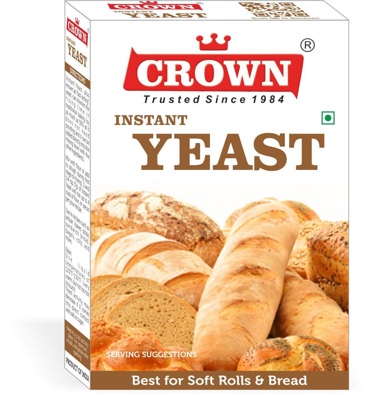 Crown Active Dry Yeast 100g - (20g x Pack of 5, Total:100g)
