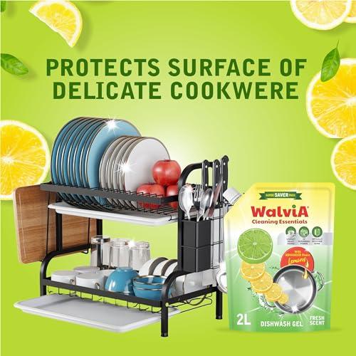walvia Walvia Dishwash Liquid Gel with Advance Power | Dishwasher Liquid Detergent for a Deep Clean | Tackle Stubborn Grime | Powerful Cleaning Solution for All Utensils - 2L Refill Pack (2 liter)