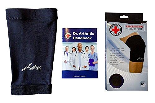 Dr. Arthritis Dr. Arthritis Copper Infused Knee Brace / Compression Sleeve / Support + Doctor Written Handbook (Single), (Black, L)