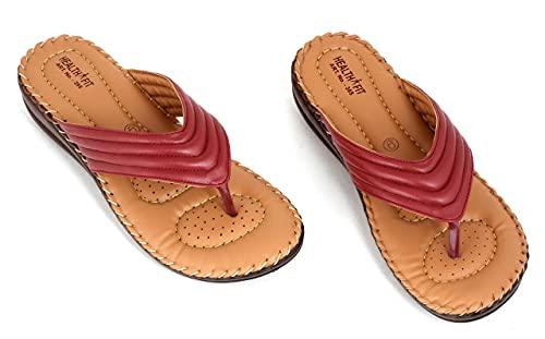 HEALTH FIT HEALTH FIT Ortho Slippers-Dr Sandals for Women Suitable for Knee Pain, Diabetic & Orthopedic Footwear for Women HF355Cherry