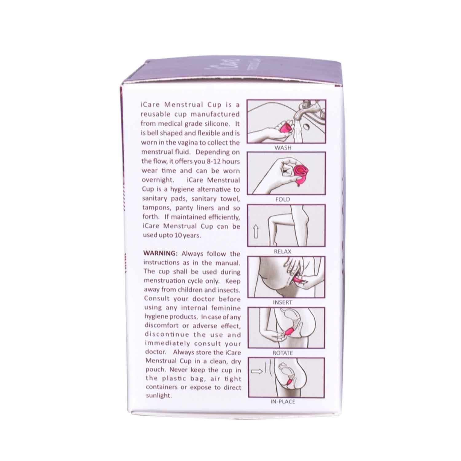 icare iCare Reusable Menstrual Cup for Women with Pouch, odour and Rash Free, No Leakage, Protection up to 12 Hours (Small, Transparent)