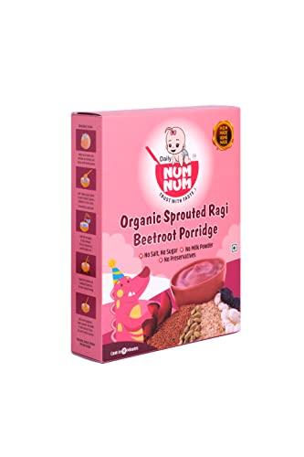 Daily NUM NUM Daily NUM NUM Organic Sprouted Ragi Beetroot Porridge | No Salt, No Sugar Ragi Cereals | Sprouted Healthy Beetroot Baby food cereal | No Milk Powder | 200g pack