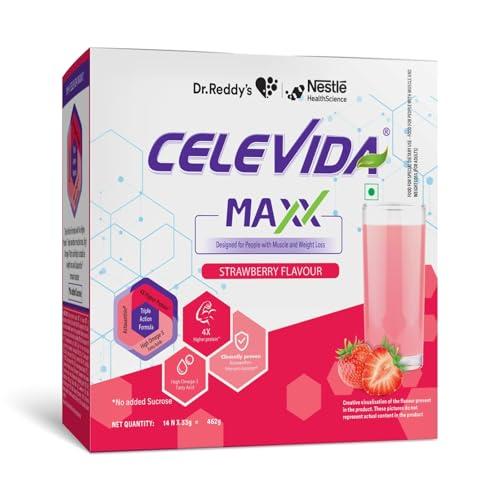 Celevida Maxx Celevida Maxx Dr. Reddy’s - High-Protein and Immunity Supplement to support muscle health and immunity | Strawberry Flavour  | 462 gms (14 sachets x 33g)