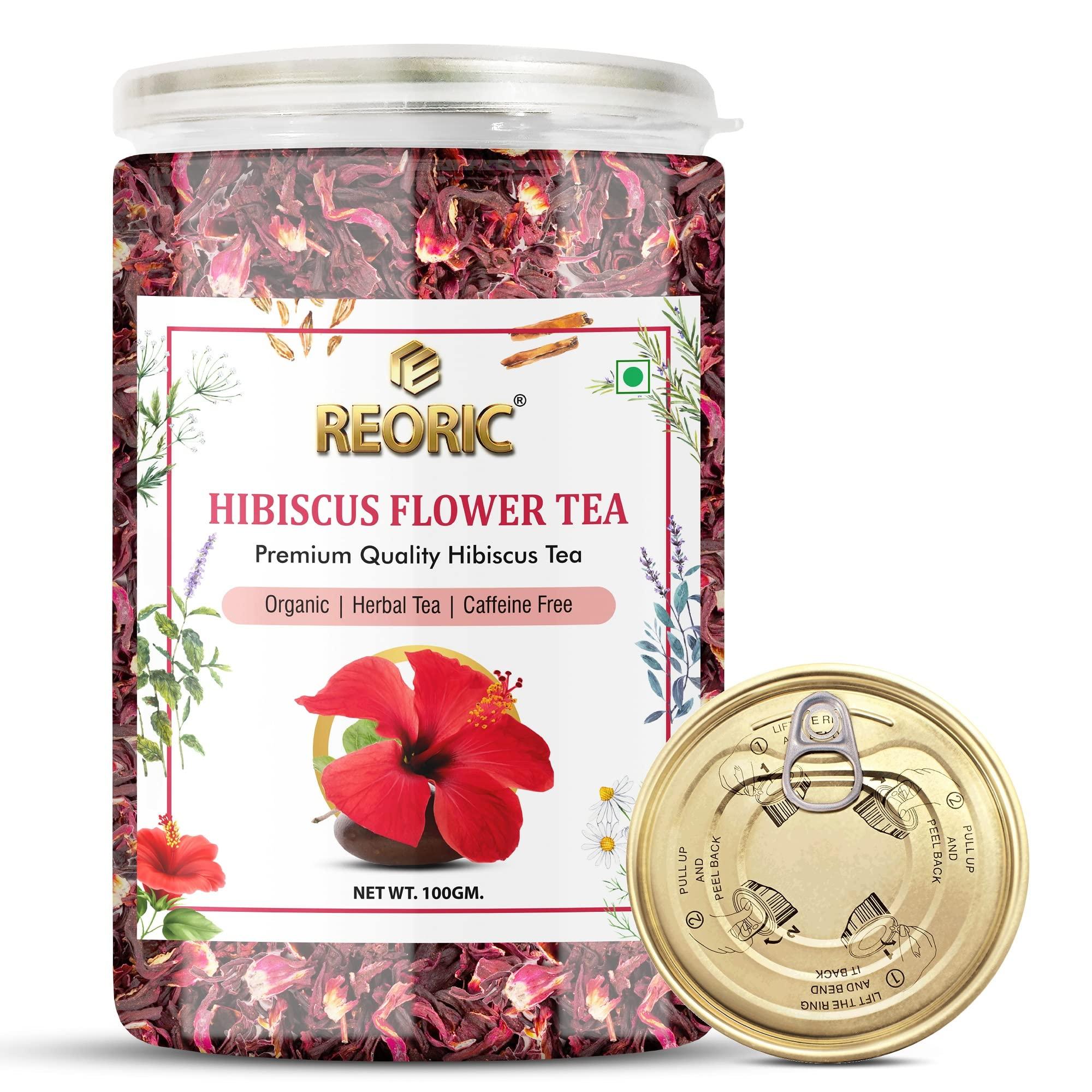 REORIC REORIC Organic Hibiscus Flower Tea- 100g | Premium Hibiscus Tea Leaves | 100% Natural Hibiscus Flower Herbal Tea Whole Leaf | Hibiscus Loose Tea | Use for Iced Tea | Improve Digestion