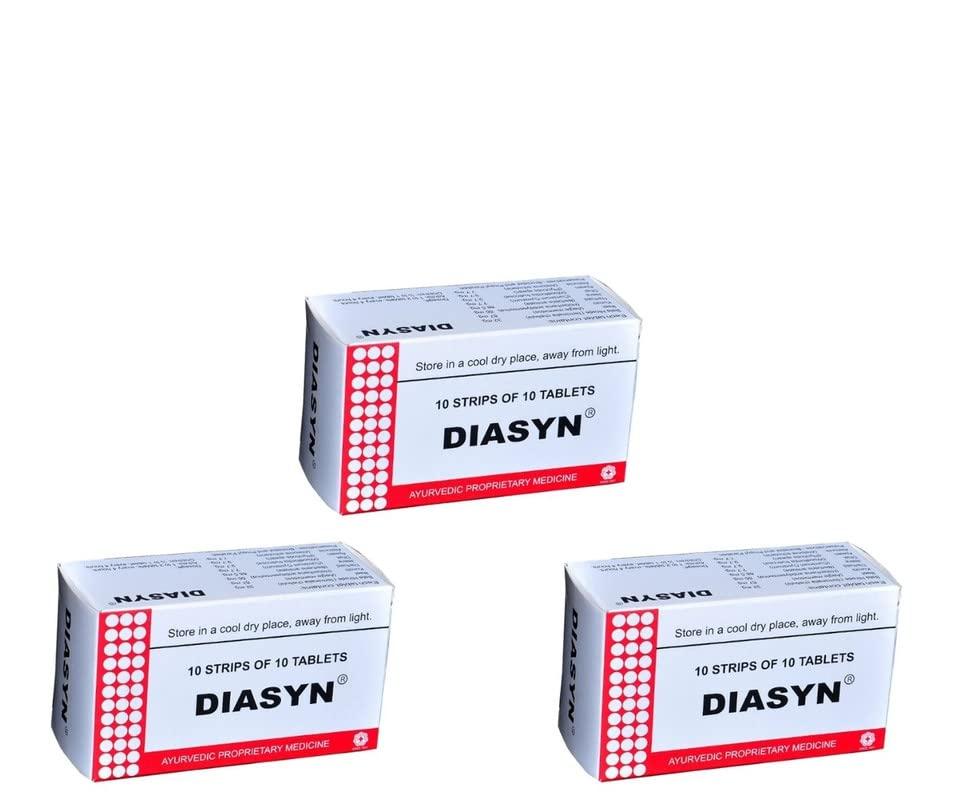 J & J DECHANE J & J DeChane - Diasyn 10×10 Tabs – For Diarrhea & Dysentery - Pack of 3