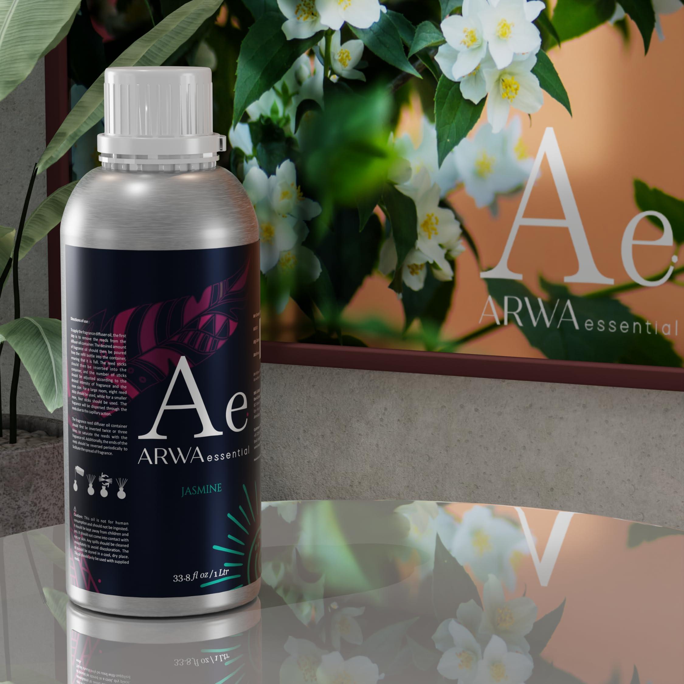 Ae ARWA Essential ARWA Essential Jasmine(Mogra) Oil 1L | 100% Pure & Natural Jasmine/Mogra Oil for Relaxation & Massage | Premium Essential Oil for Aromatherapy, Diffuser, Candles & Soap Making | Fragrance Oil Gift Set