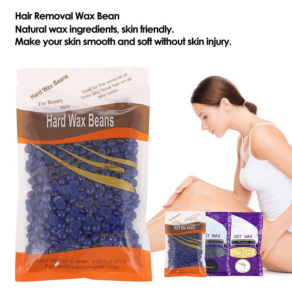 POOWE Hair Removal Wax Bean Body Hair Remover Hard Wax Beans No Strip Depilatory Hot Hard Wax Hair Removal Bean (Purple)-POOWE