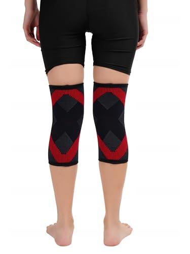 Comfo Smart Comfo Smart 3D Knee Support For Pain Relief | Knee Brace For Men & Women | Knee Support For Gym | Inner Cotton Lining for Skin Comfort | 4-Way Stretch-RA5601.FS (Black & Red)