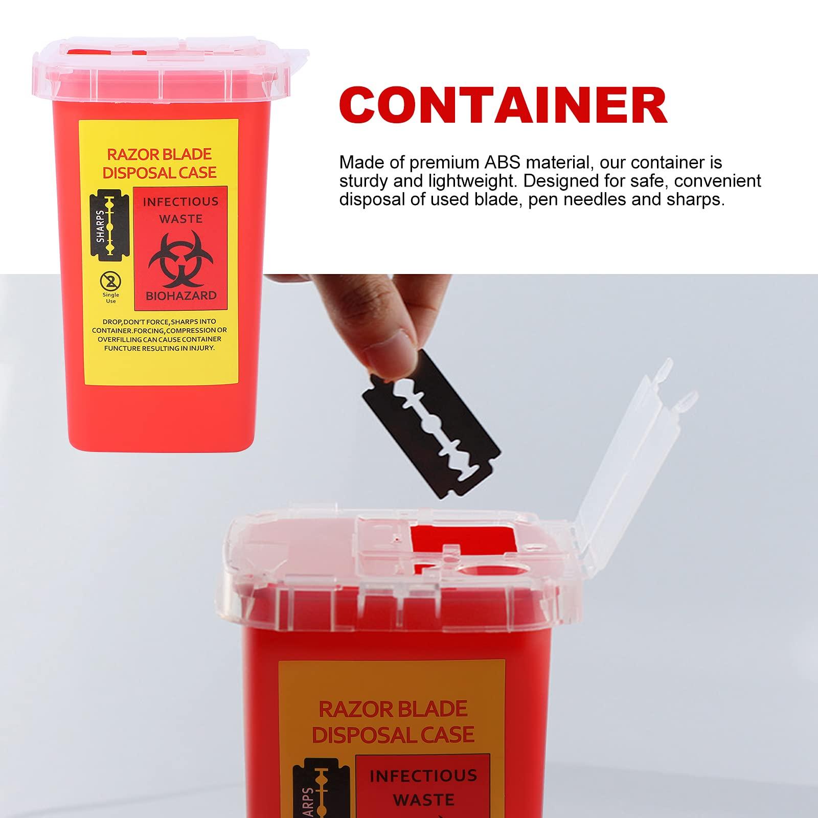 Minkissy Minkissy Blade Dispenser Case Razor Blade Disposal Case Barber Shop Storage Bank Container for Used Razor Blades Red