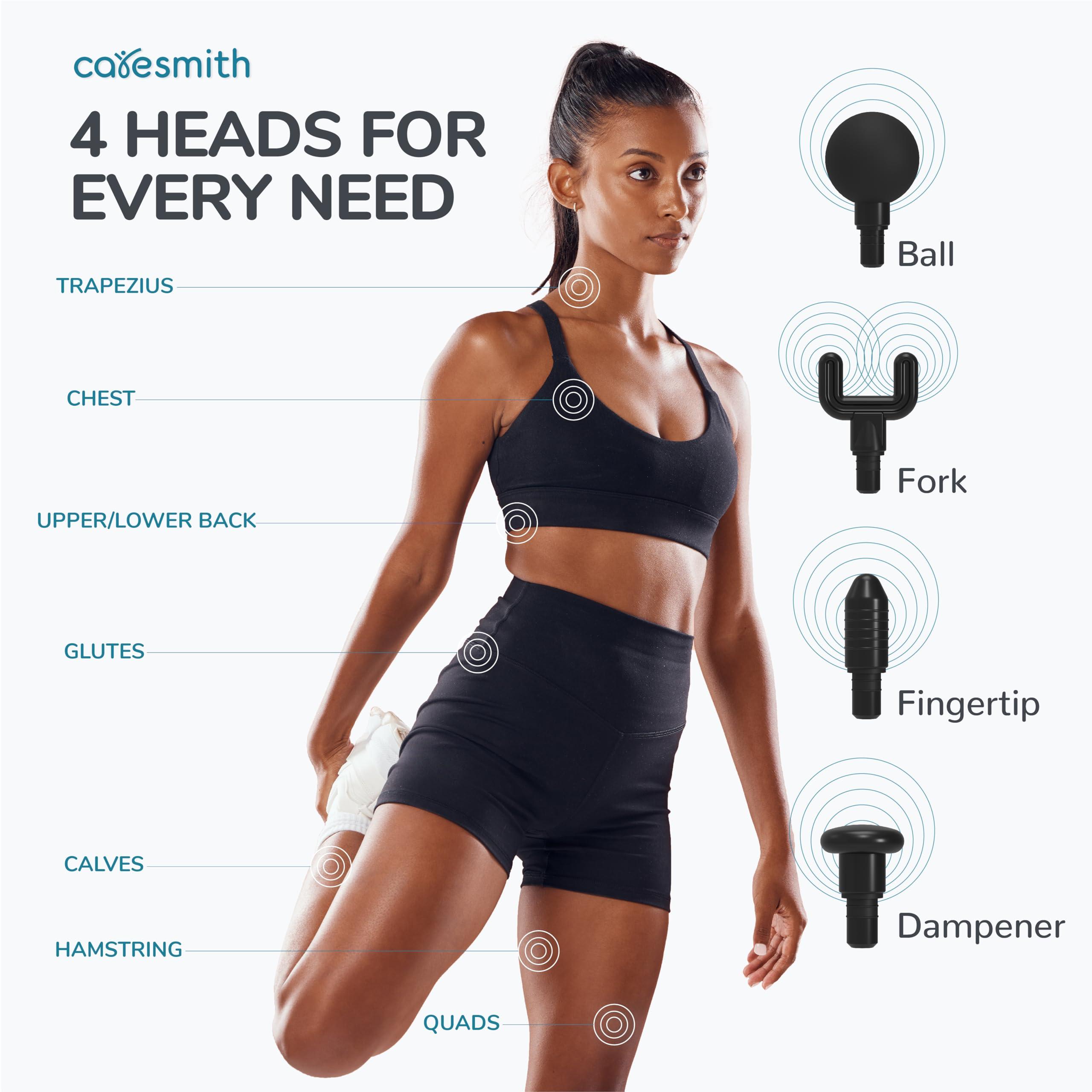 CARESMITH Caresmith Charge Boost X Massage Gun (Grey) | True Percussion Large Torque motor | 3200 strokes per min | 4 Heads | Deep tissue percussion body massager machine for pain relief